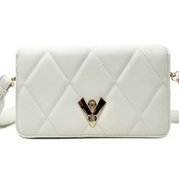 Valentino Orlandi NWT White Quilted Crossbody V Logo Gold Hardware - Picture 3 of 6